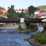 Český Krumlov – Lazebnický most – Ponte sobre o Rio Moldava